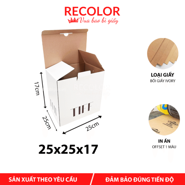 Hộp Carton Nắp Gài Sóng E In Offset 25x25x17 - HCP061