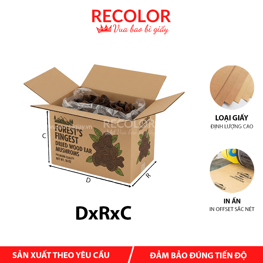 Thùng carton đựng mộc nhĩ khô - TCP072 1 thùng carton đựng mộc nhĩ khô