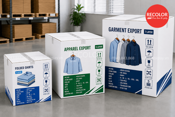Thùng carton đựng hàng may mặc xuất khẩu đạt chuẩn, bền chắc 7 Các loại thùng carton đựng hàng may mặc xuất khẩu phổ biến được sử dụng
