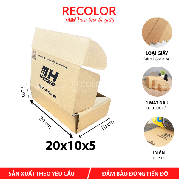 Hộp Carton Nắp Gài Sóng B In Flexo 20x10x5 - HCP068