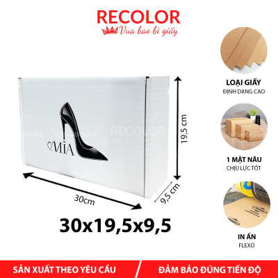 Hộp Carton Trắng 3 Lớp Sóng C Nắp Gài In Flexo 30x19,5x9,5 – HCP072