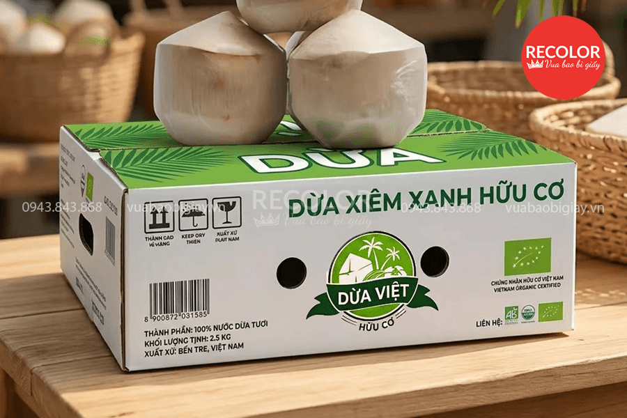 Thùng carton đựng dừa xuất khẩu - TCP107 3 Thùng carton đựng dừa xuất khẩu đạt chuẩn sản xuất và in ấn theo yêu cầu