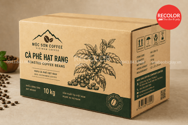 Thùng carton đựng cà phê xuất khẩu bền chắc, in theo yêu cầu