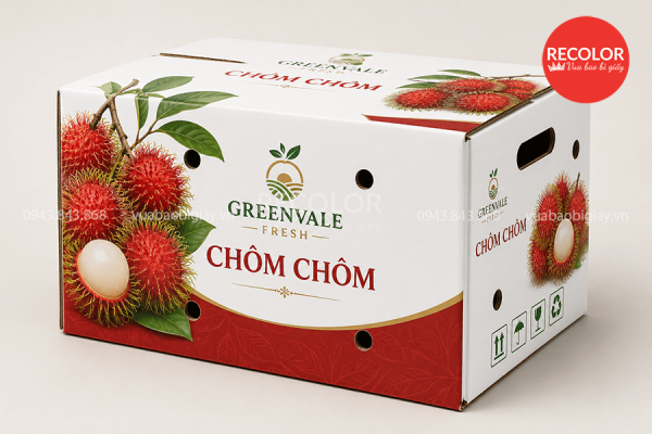 Thùng carton đựng chôm chôm in offset cao cấp