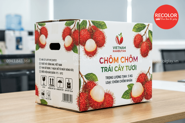Thùng carton đựng chôm chôm in offset cao cấp