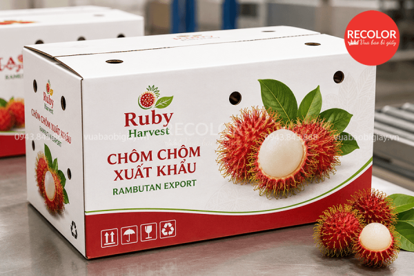 Thùng carton đựng chôm chôm xuất khẩu sản xuất uy tín theo yêu cầu