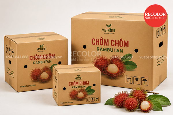 Kích thước thùng carton đựng chôm chôm thường gặp