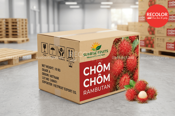 Kích thước thùng carton đựng chôm chôm thường gặp