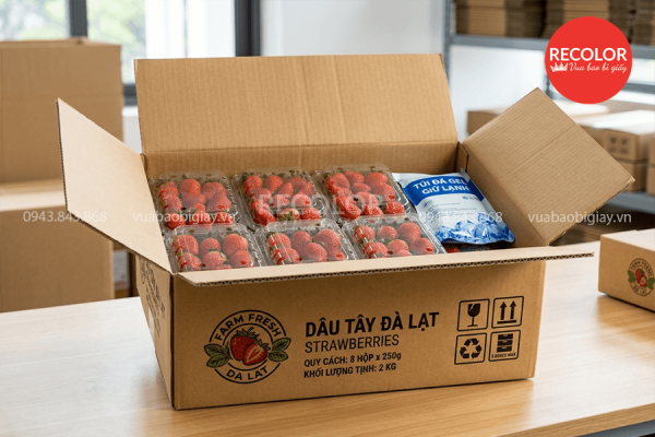 Thùng carton đựng dâu tây sản xuất theo yêu cầu 6 Đo đạc kích thước đúng nhu cầu thực tế