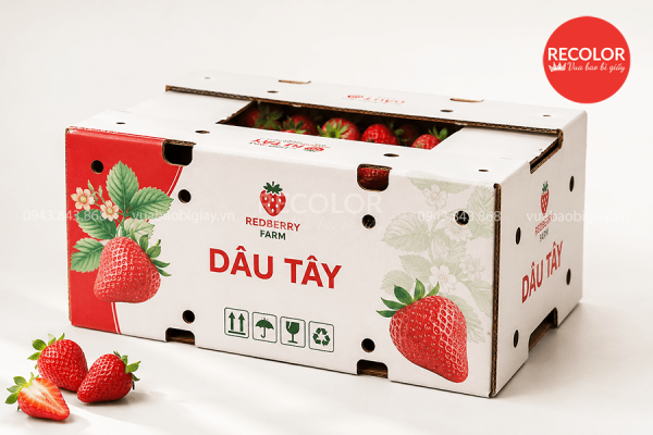 Thùng carton đựng dâu tây sản xuất theo yêu cầu 1 Thùng carton đựng dâu tây sản xuất theo yêu cầu