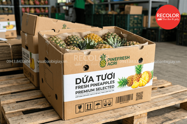 Kiểu dáng và kích thước thùng carton đựng dứa xuất khẩu