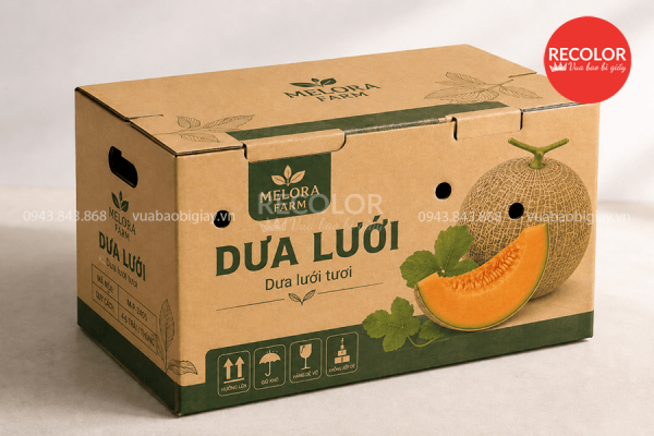 Thùng carton đựng dưa lưới sản xuất và in ấn theo yêu cầu 1 Thùng carton đựng dưa lưới sản xuất và in ấn theo yêu cầu