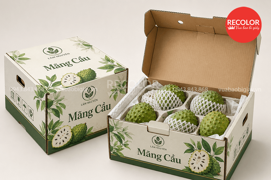 Thùng carton đựng mãng cầu - TCP104 4 Một số quy cách gia công sau in khác