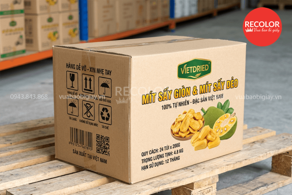 Thùng carton đựng mít sấy xuất khẩu