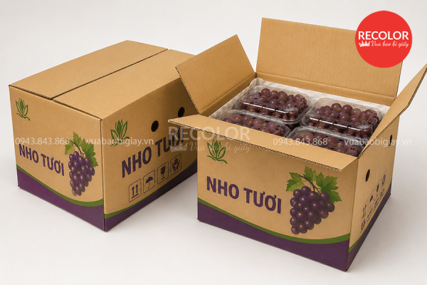RECOLOR - Nhà máy sản xuất và in ấn thùng carton đựng nho uy tín, chất lượng