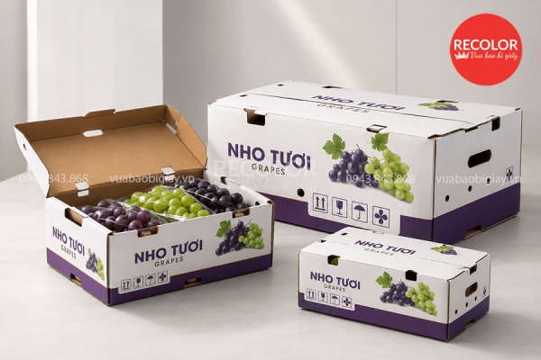 Kích thước thùng carton đựng nho phổ biến
