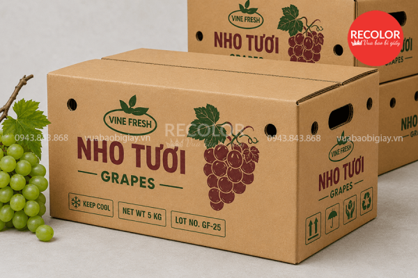 Thùng carton đựng nho in flexo số lượng lớn