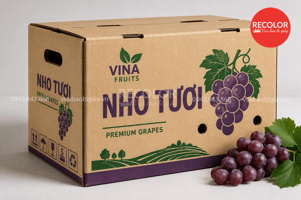Thùng carton đựng nho in flexo số lượng lớn