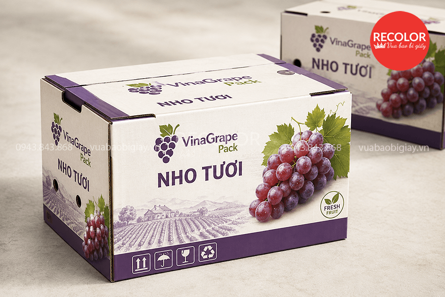 Thùng carton đựng nho - TCP103 1 Thùng carton đựng nho sản xuất kích thước tùy chỉnh theo yêu cầu