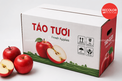 Thùng carton đựng táo sản xuất đạt chuẩn theo yêu cầu
