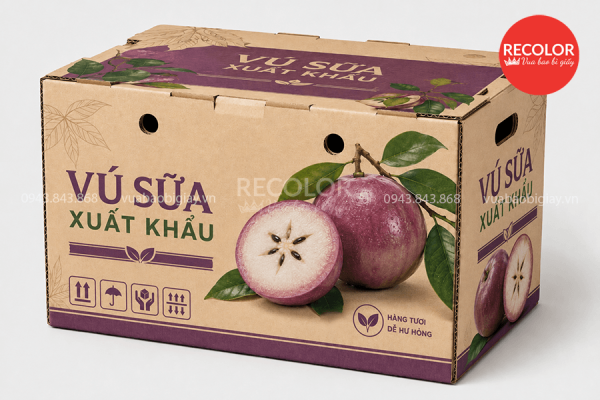 Quy cách sản xuất thùng carton đựng vú sữa xuất khẩu