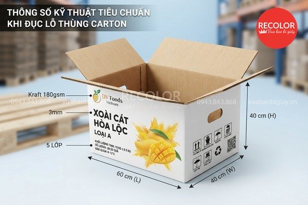 Thông số kỹ thuật tiêu chuẩn khi đục lỗ thùng carton