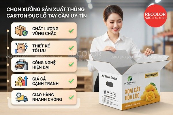 Tại sao nên chọn xưởng sản xuất thùng carton đục lỗ tay cầm uy tín?